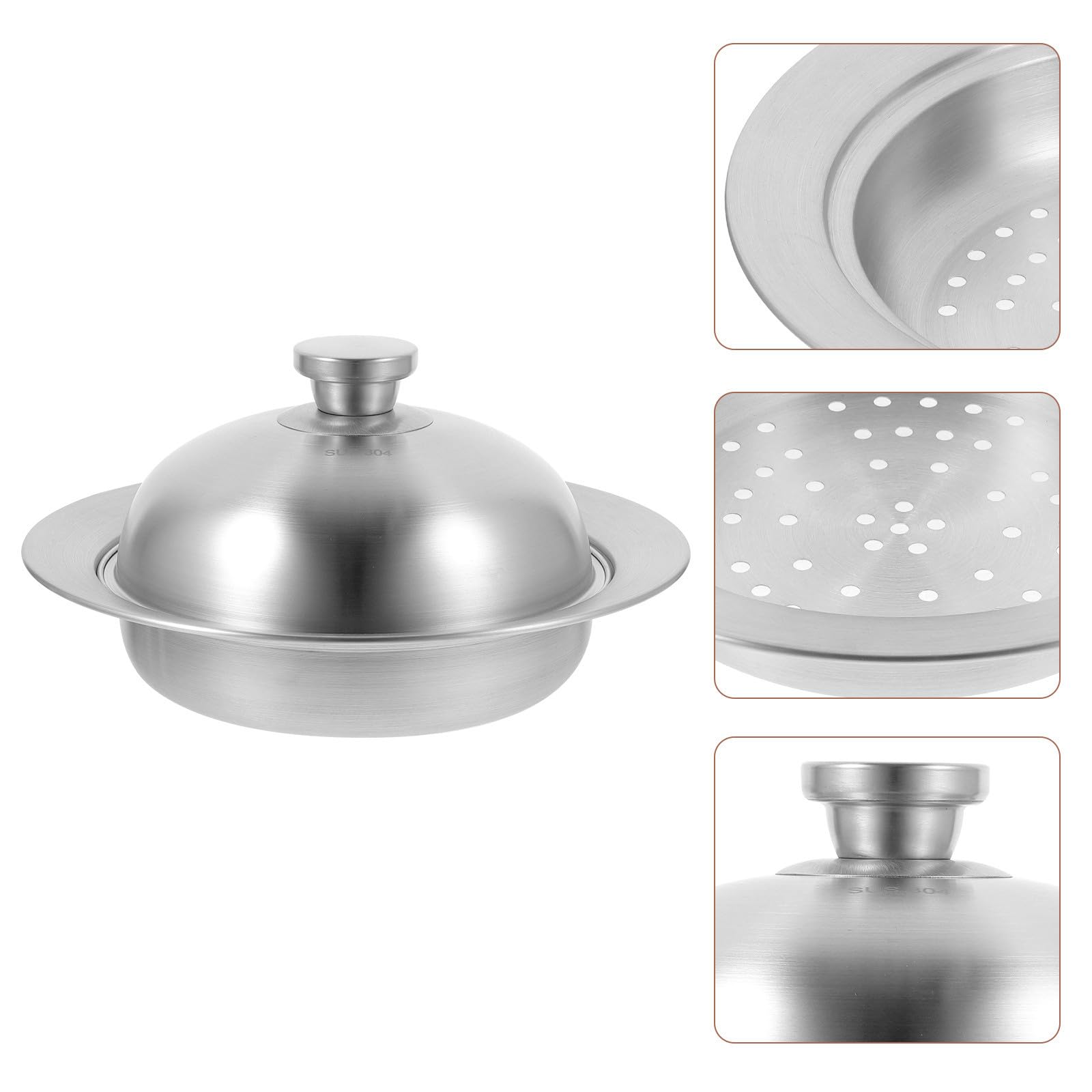 PRETYZOOM Vaporera Resistente a Roturas de Acero Inoxidable con Tapa Multifuncional Diseño Práctico y Ligero Adecuado para Cocinar al Vapor Hogar