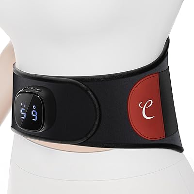 Comfytemp Cordless Portable Heating Pad with Massager for Lower Back Pain Relief, FSA Eligible HSA 9 Heat 5 Vibration 3 Intensity, Rechargeable Wireless Heated Waist Belt APP Control Gifts for Mom Dad