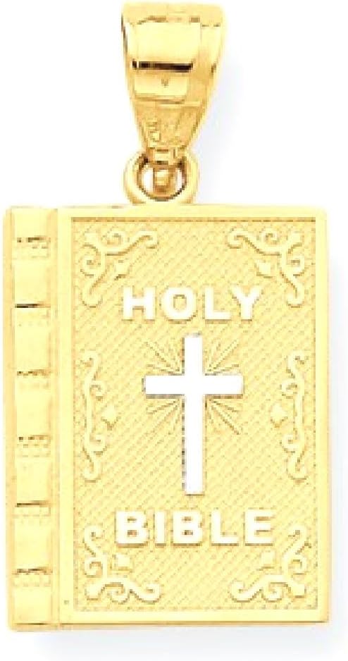 IceCarats 10K Solid Yellow Gold Filigree Medium Bible Pendant Necklace 23mm 7/8 inch Polished for her