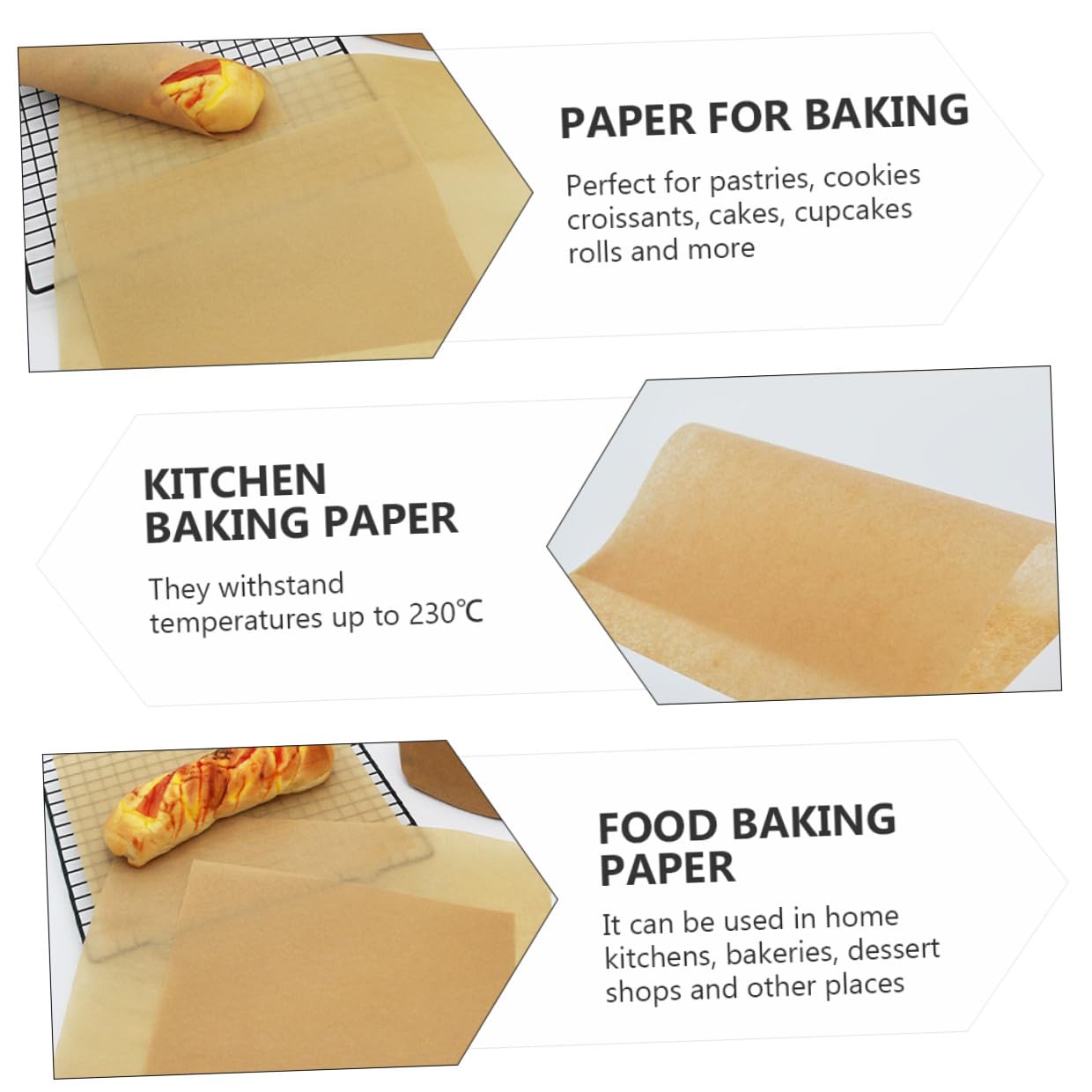 Cabilock Carta da Forno per Alimenti in Carta Kraft Naturale 30x40 Cm Resistente Alte Temperature per Cucina, Ristoranti e Barbecue, Confezione 100 Pezzi per Teglie da Forno Antiaderente
