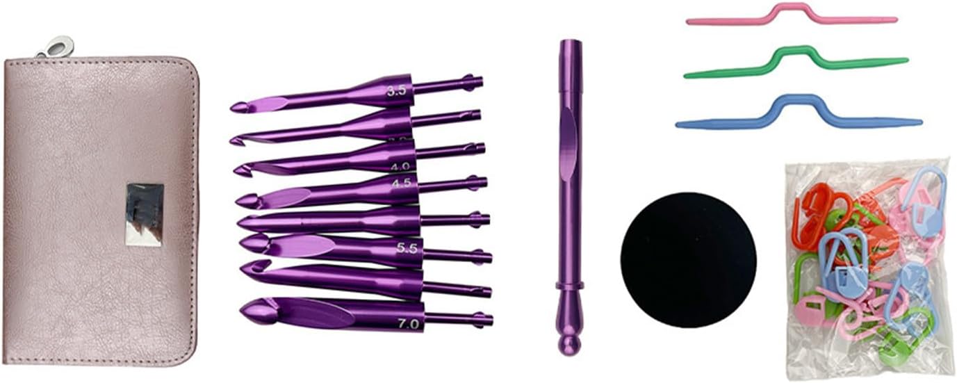 Nazada Crochet Hooks Set,Aluminum Crochet Hook with 8 Different Size Interchangeable Knitting Needle,3.0mm-7.0mm,for Beginners and Experienced