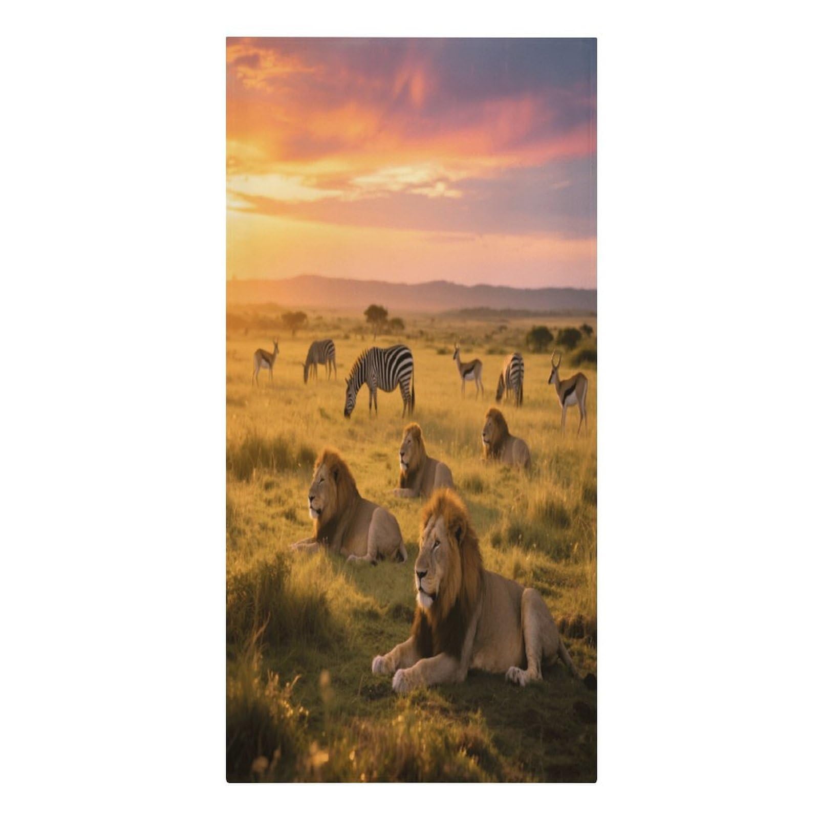 Fekiloot Men's Style Grassland Animals At Dusk Large Beach Towel, Travel Towel For Adults Wo, Pool Towels For Beach, Camping, Swim Pool, Gym, Sports& Yoga 61.4"X30.3"