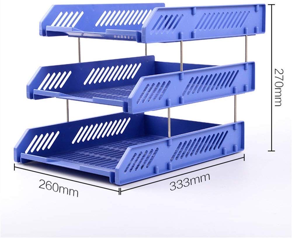 Portadocumenti, Portadocumenti Portadocumenti Orizzontale Portadocumenti a Tre Strati Vassoio Portadocumenti Portadocumenti Durevole Portadocumenti per Ufficio (Blu 26 * 33,3 * 27 cm)