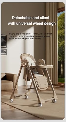 Miniatura 7 de Silla alta eléctrica de piel sintética para bebés y niños pequeños, silla alta inteligente Bluetooth para bebés con balanceo y alimentación del