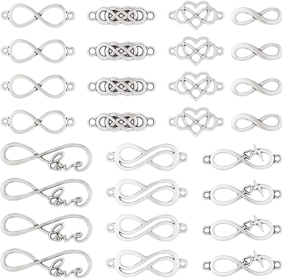 FASHEWELRY Golden Bow Connector Charms Bulk, Christmas Bowknot Link Charms, Infinity Links Geometric Hollow Bezel Pendants for Earring Bracelet Necklace Keychains Jewelry Making