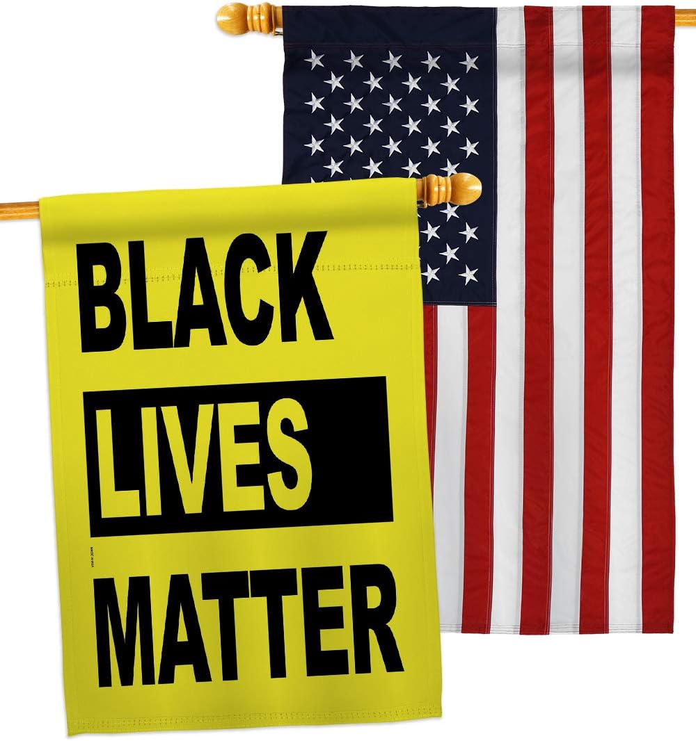 Black Lives Movement House Flag Pack Support Cause BLM Anti Racism Revolution Equality Social USA Embroidery Decoration Banner Small Garden Yard Gift Double-Sided, 28" x 40", Thick Fabric