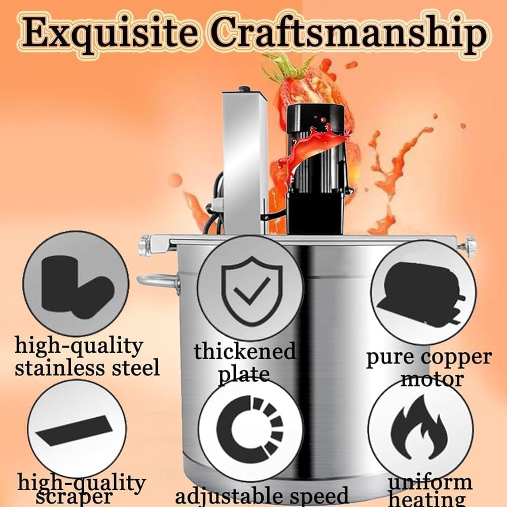 25L Commercial Electric Mixer for Jam & Sauce - Automatic Food Mixer with Double-Layer Stirring Scraper, Heavy-Duty Stirring Machine for Smooth Blending & Mixing