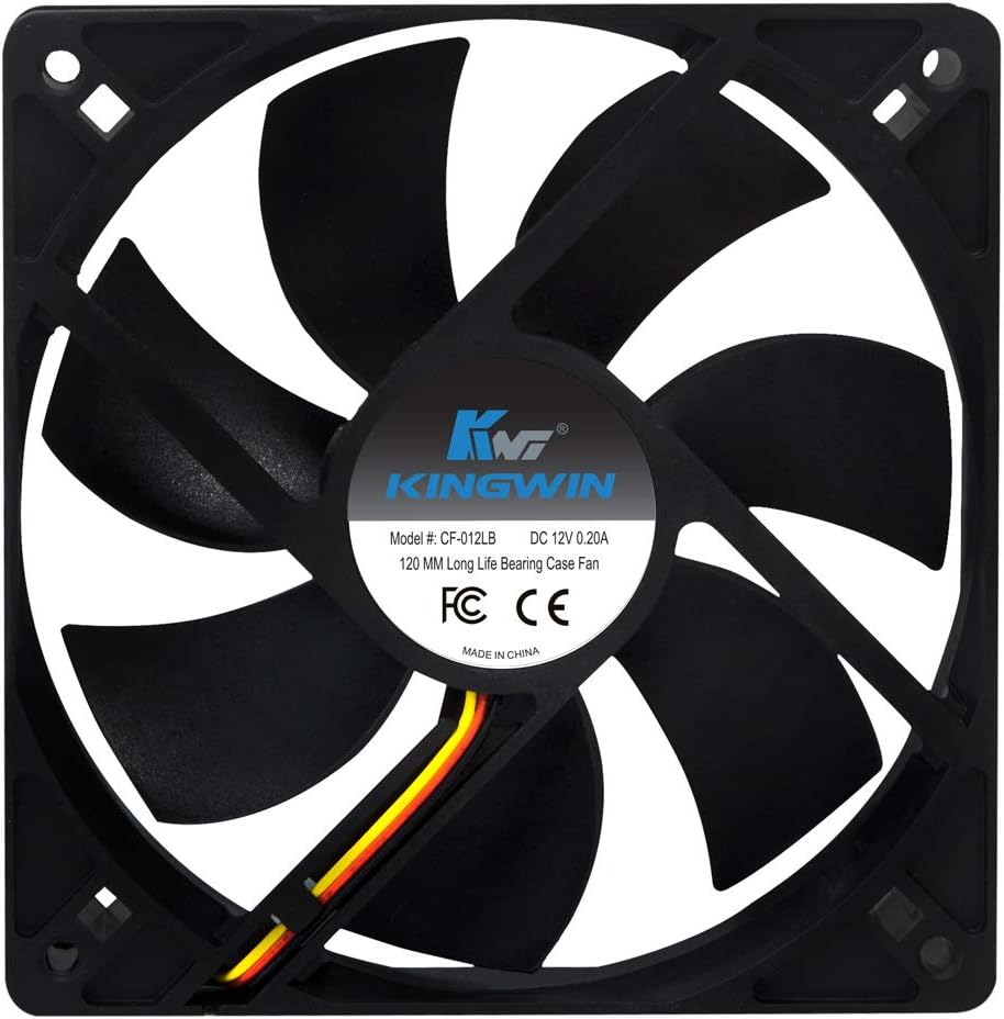 Kingwin 120mm Silent Fan for Computer Cases, Mining Rig, CPU Coolers, Computer Cooling Fan, Long Life Bearing, and Provide Excellent Ventilation Black CF-012LB : Everything Else