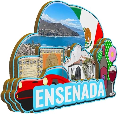 Miniatura 2 de Ensenada México - Imán de madera para nevera 3D, monumentos de viaje, coleccionables, recuerdos, decoración hecha a mano -2054