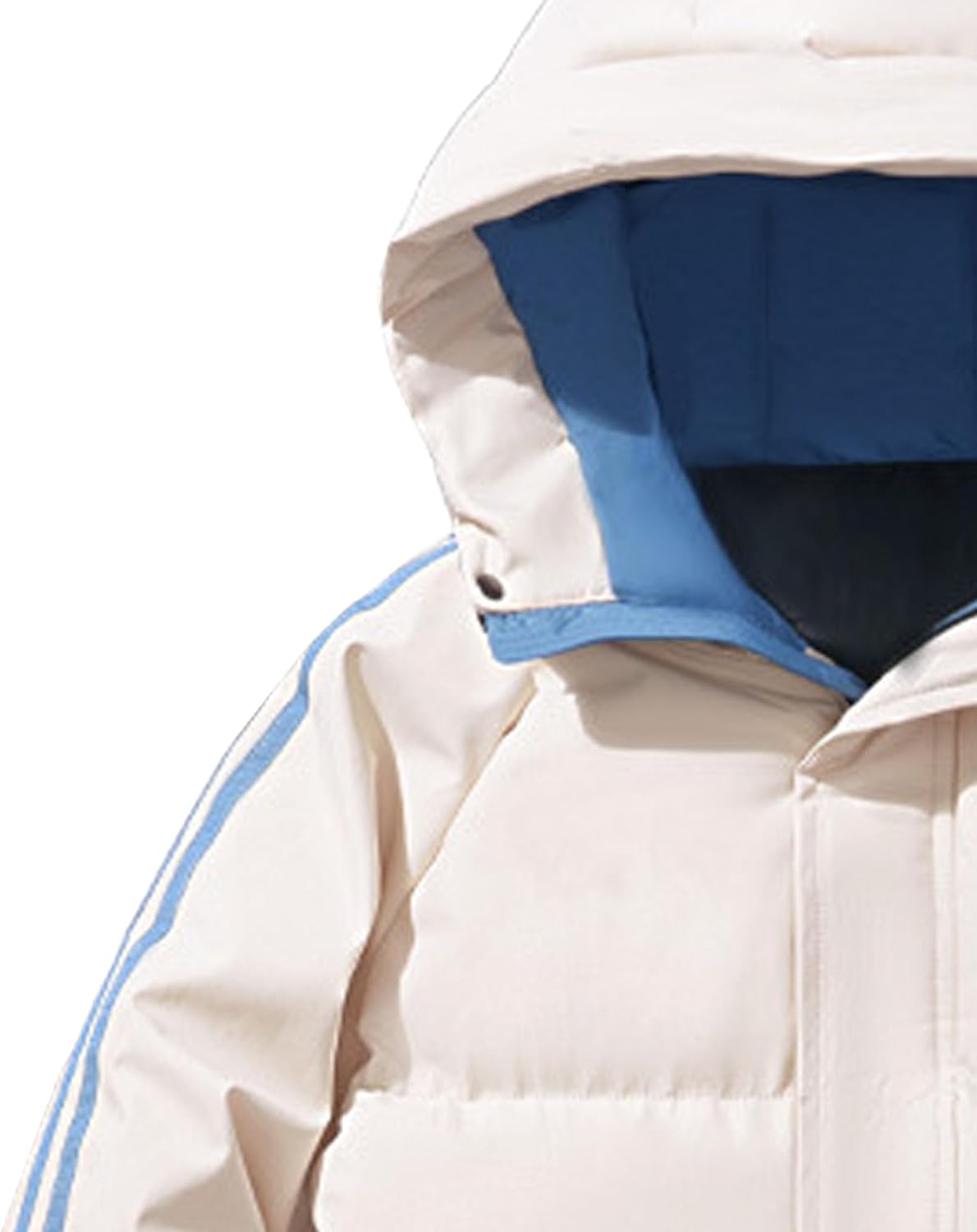 Men's Winter Warm Hooded Jacket Thick Windproof Color Block Coat Parka Slim Fit Padded Outwear With Hood