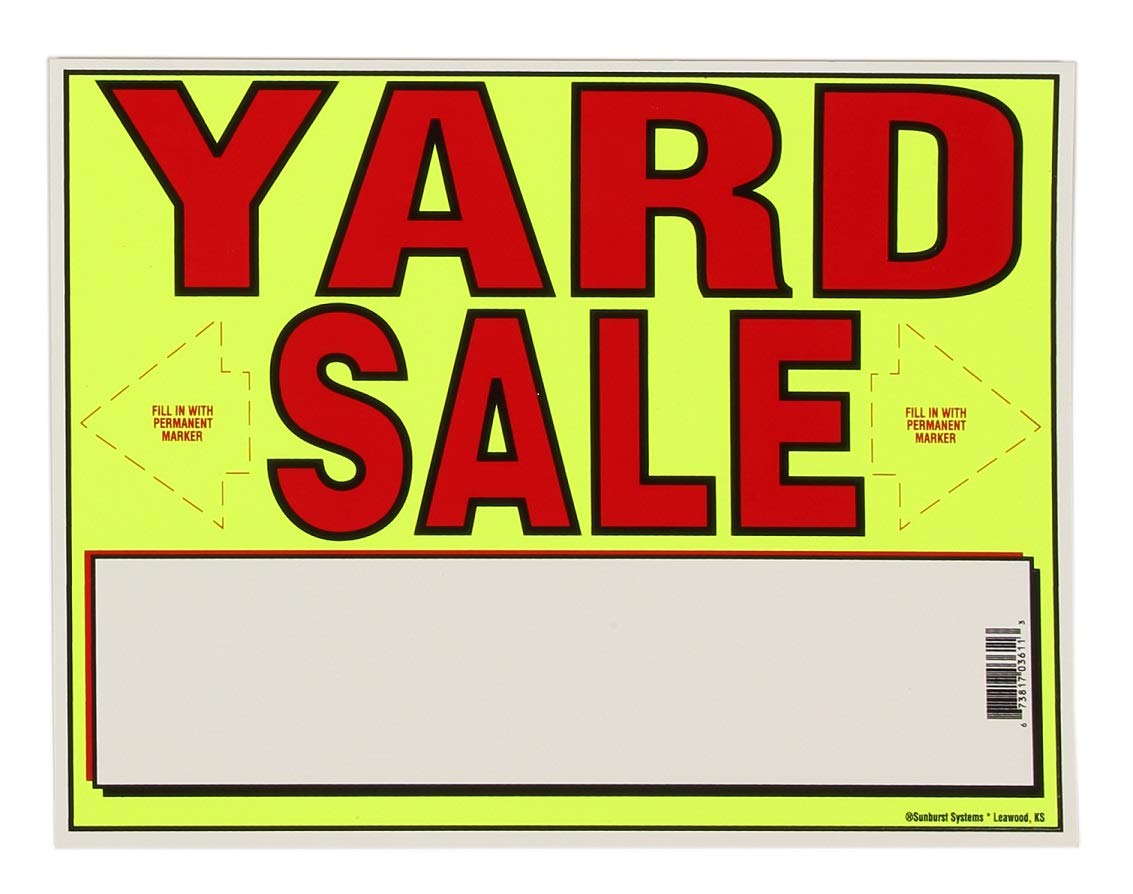 Sunburst Systems 3644 11 x 14 Yard Sale Sign, 4 Pack