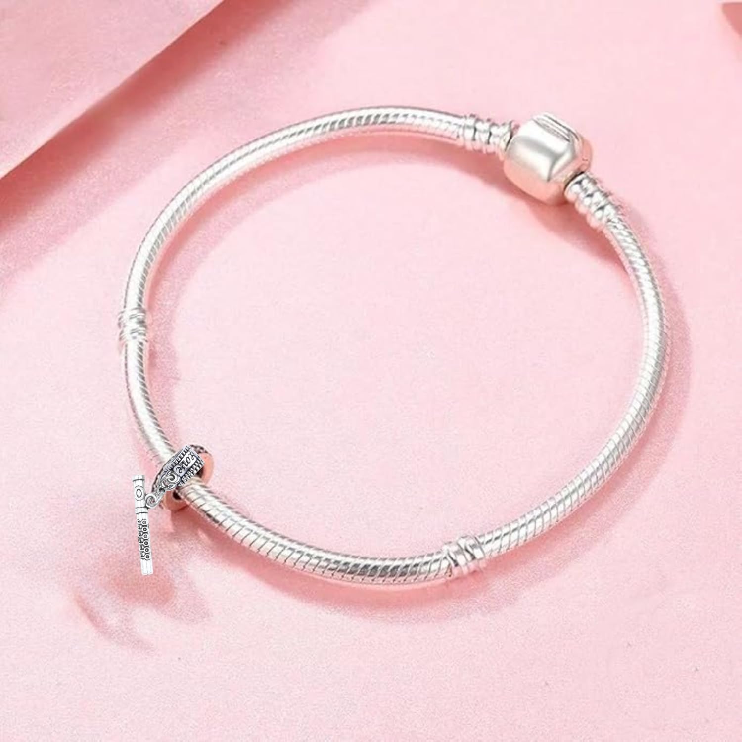 Flute Charm Bead – Silver-Plated Dangle Charm for Musicians & Music Lovers – Compatible with Pandora, Troll, Chamilia & European Bracelets – Musical Instrument Jewelry & Accessories – Gift for Flutists - Image 5