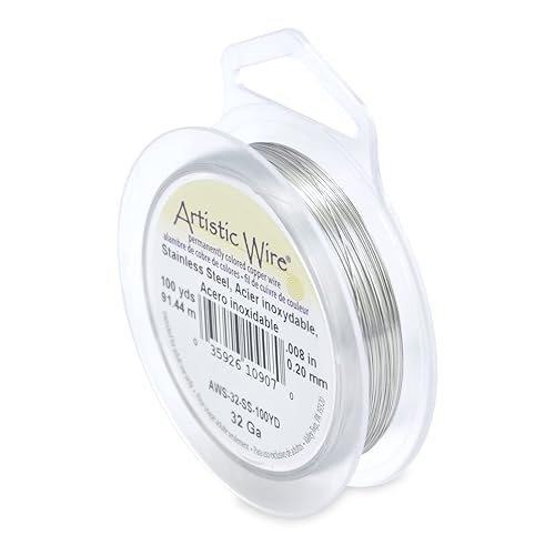 Miniatura 10 de Artistic Wire Alambre para envolver joyas artesanales de acero inoxidable calibre 18, 4 yardas, Acero inoxidable