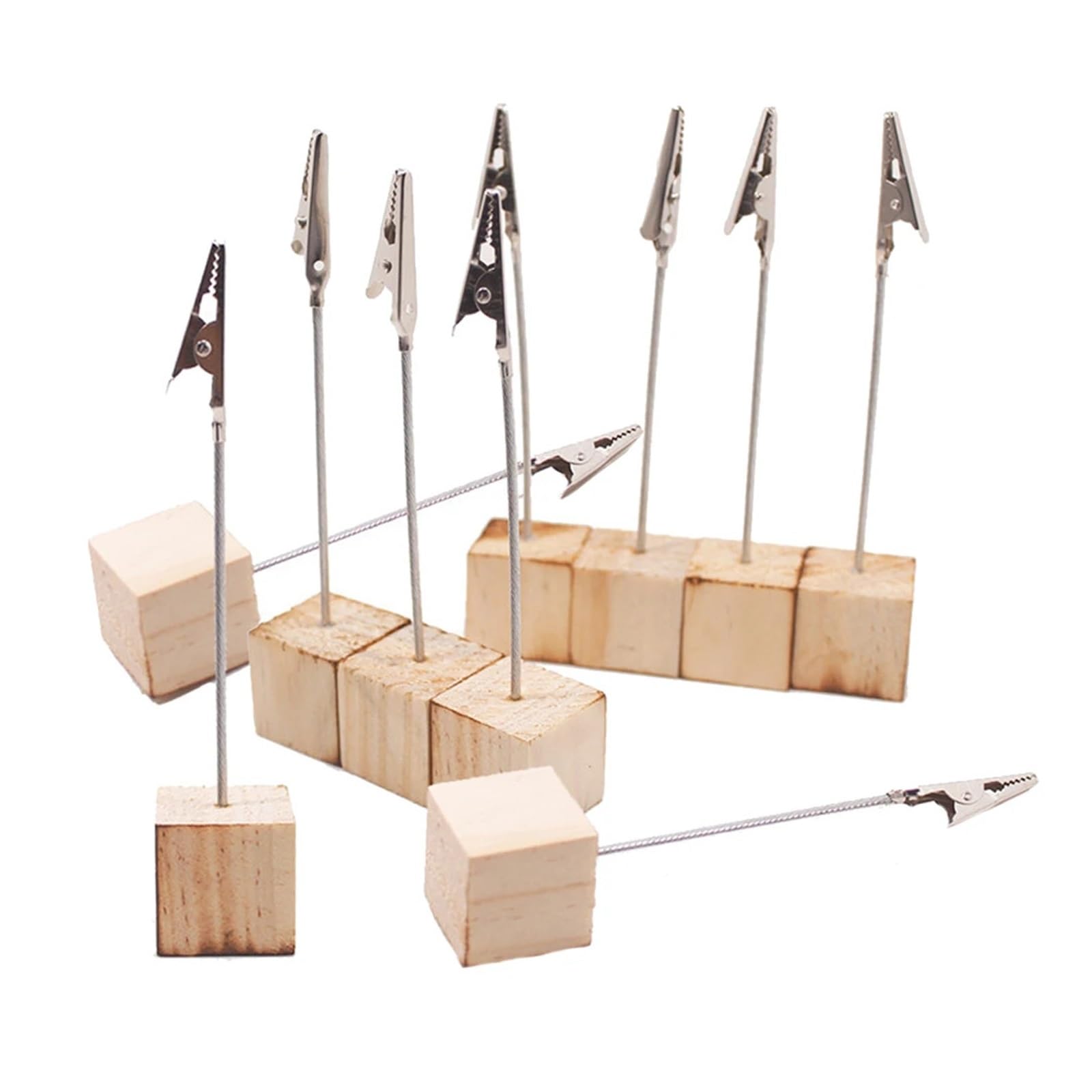 Lujauey Memo Clip Holder 20Pcs Portable Wooden Place Card Holder Clips Wedding Table Photo Memo Number Name Base for Wedding Party Office Memo