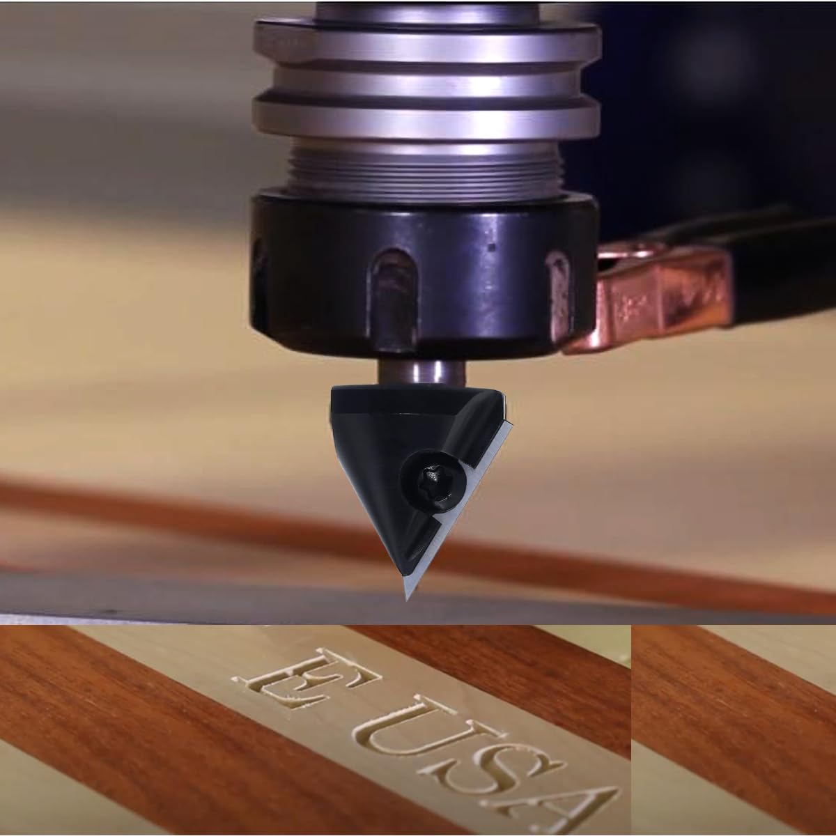 Insert Carbide V-Groove 60-Degree Router Bit 1/4 Inch Shank, Replacement Blade V Grooving CNC Router Bits, for Wood 2D/3D Signmaking, Lettering & Engraving, by SICWOOD