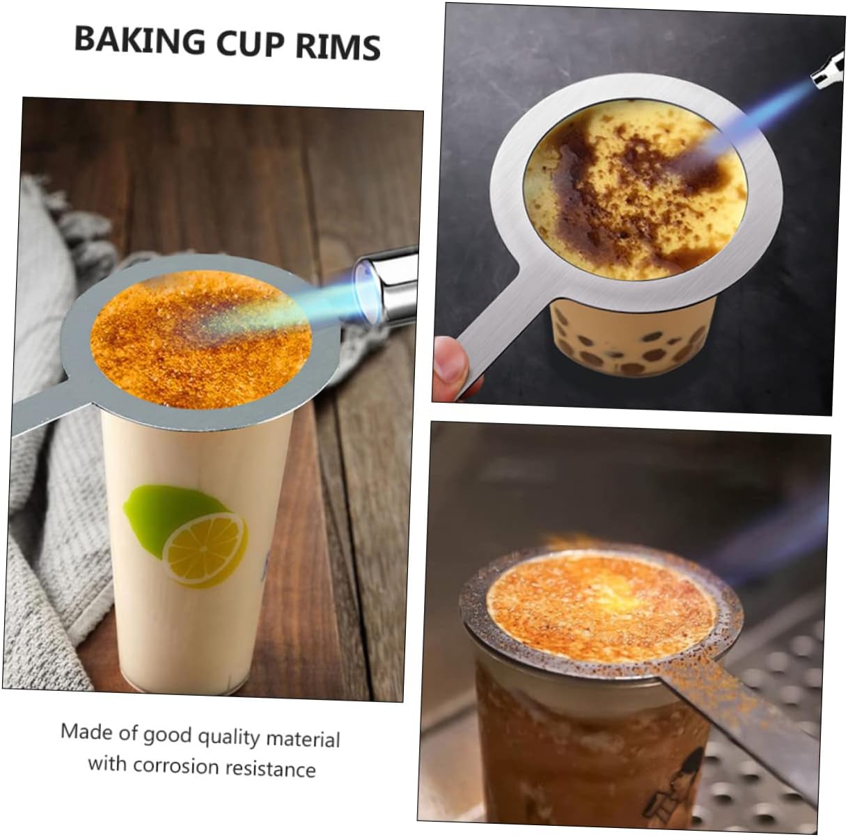 UPKOCH 36pcs Stainless Steel Baking Cup Handle Scald Coffee Cup Rims for Tea Dessert Shops Food- Material Lightweight for Cafe and Restaurant Use