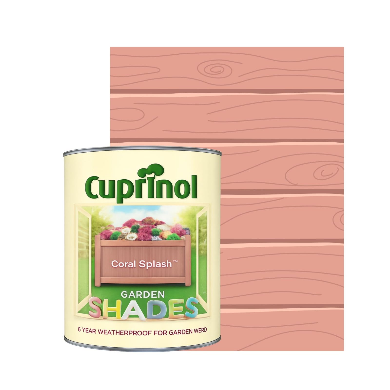 Milena Garden Shades Fence Paint, Shed Paint, 6 Year Weatherproof Exterior Wood Treatment, Water Based Matt Finish Paints for Wood Stain, 2 Coats Recommended (Coral Splash, 1 Liter)