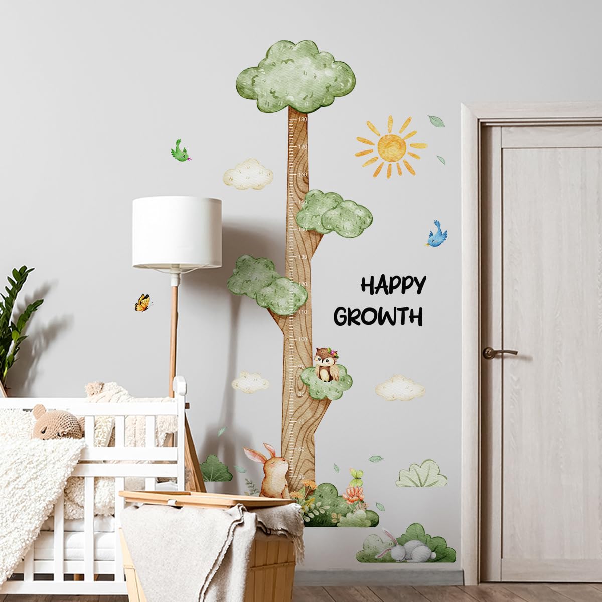 Adesivo da parete per la cameretta dei bambini – Grafico decorato con albero, sole, nuvole e orso, facile da staccare e attaccare, adesivo da parete rimovibile, decalcomanie da parete fai da te