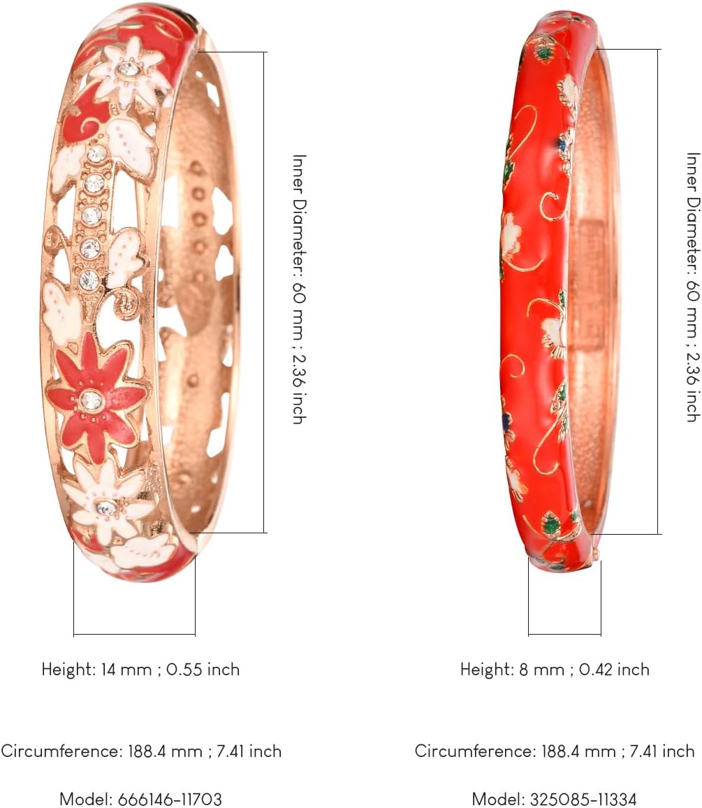 UJOY Womens Multi-Colors Cloisonne Bracelet Plated Flower Hollowed Enameled Hinged Cuff Bangles Jewelry Gift 88A10