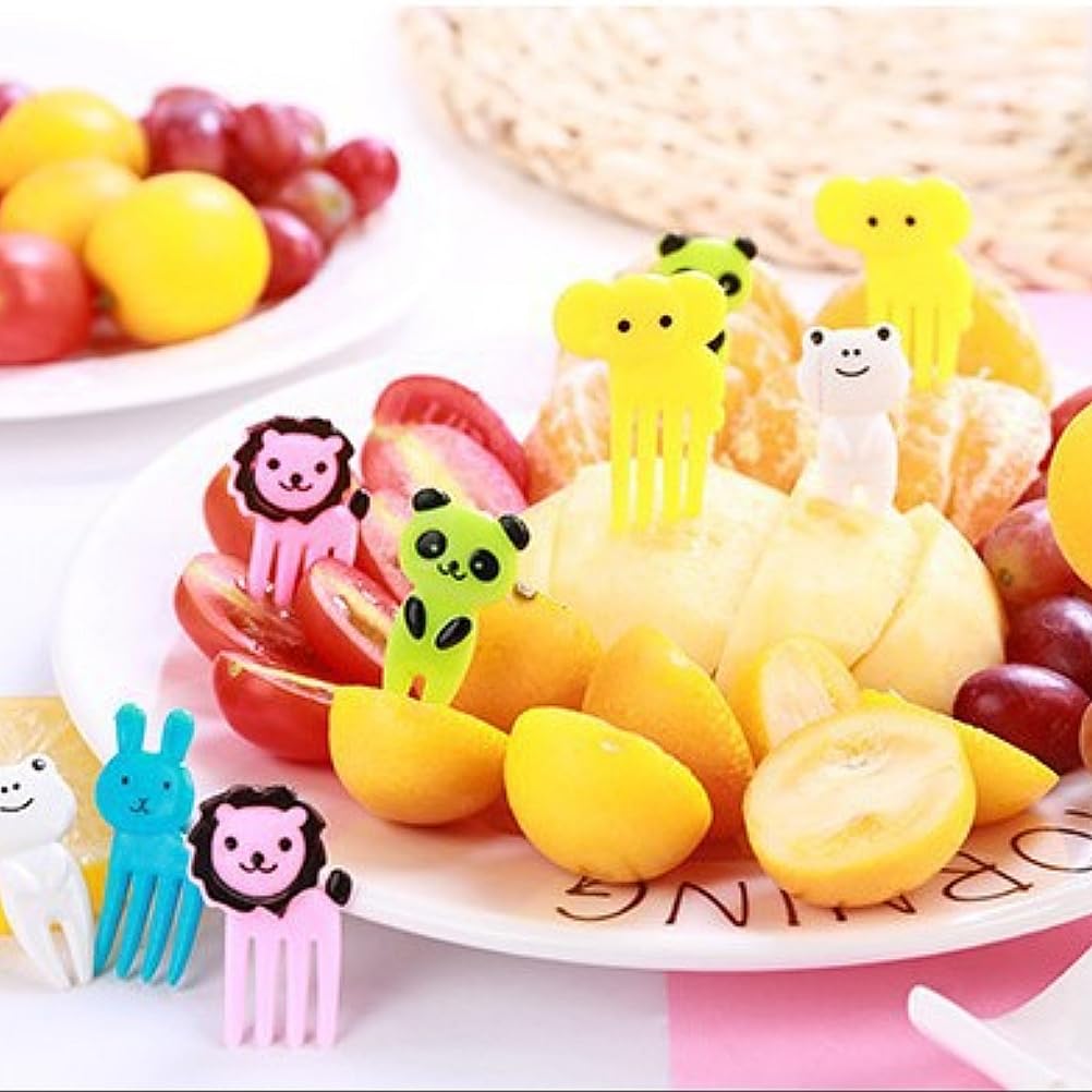 ZhouWei 40 Stück Obstgabeln - Bunte Food Picks Für Kinder-Bento & Party-Desserts