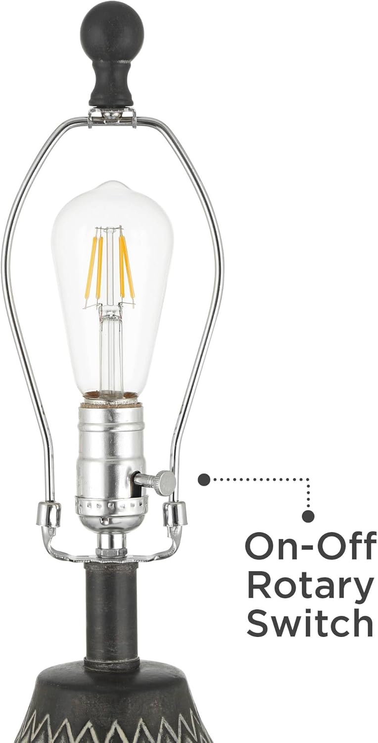 360 Lighting Arizona 27 1/2" Tall Modern Southwestern 3-Way Table Lamps Set of 2 Zig-Zag Black Beige Finish Fabric White Shade Living Room Bedroom Bedside Nightstand House Office Home Reading