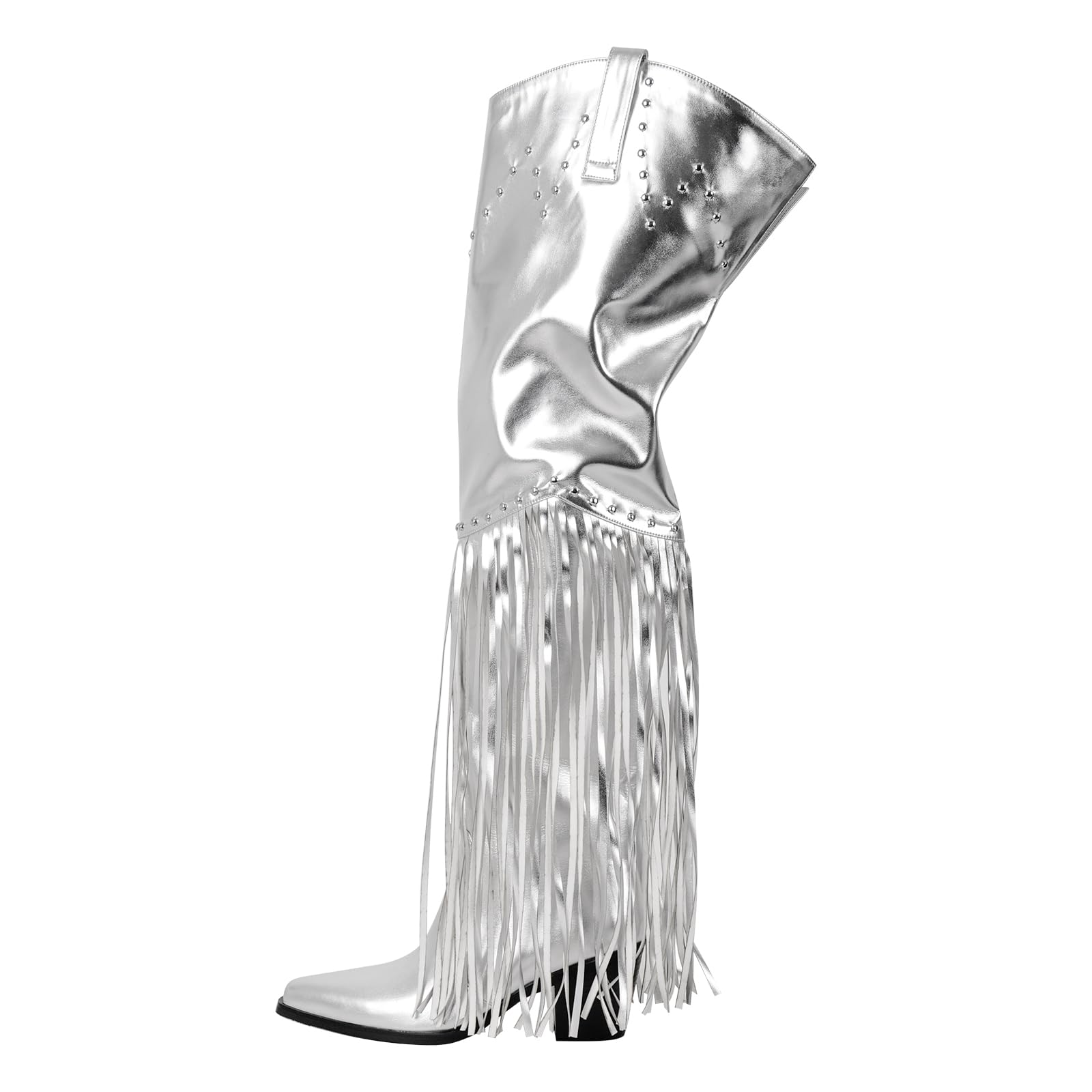 sexytag Fringe Thigh High Wide Calf Boots Western Over the Knee Boots