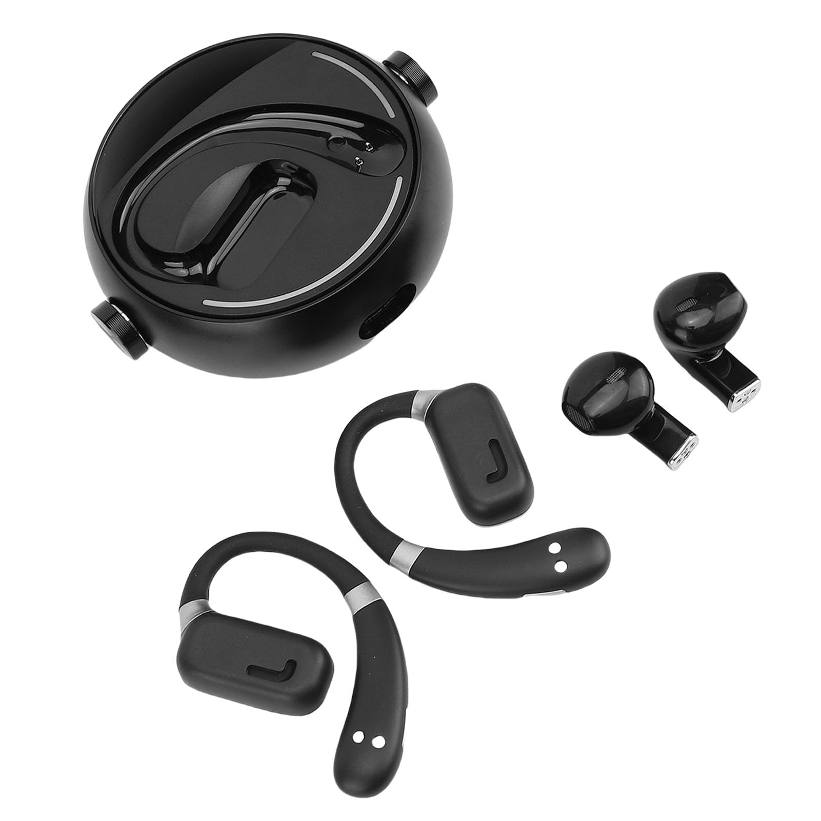 PUSOKEI Auricolari Wireless Bluetooth 5.3 |Auricolari IPX5 a Doppia Coppia con Cancellazione del Rumore per Esercizi di Lavoro per 2 Persone (BLACK)