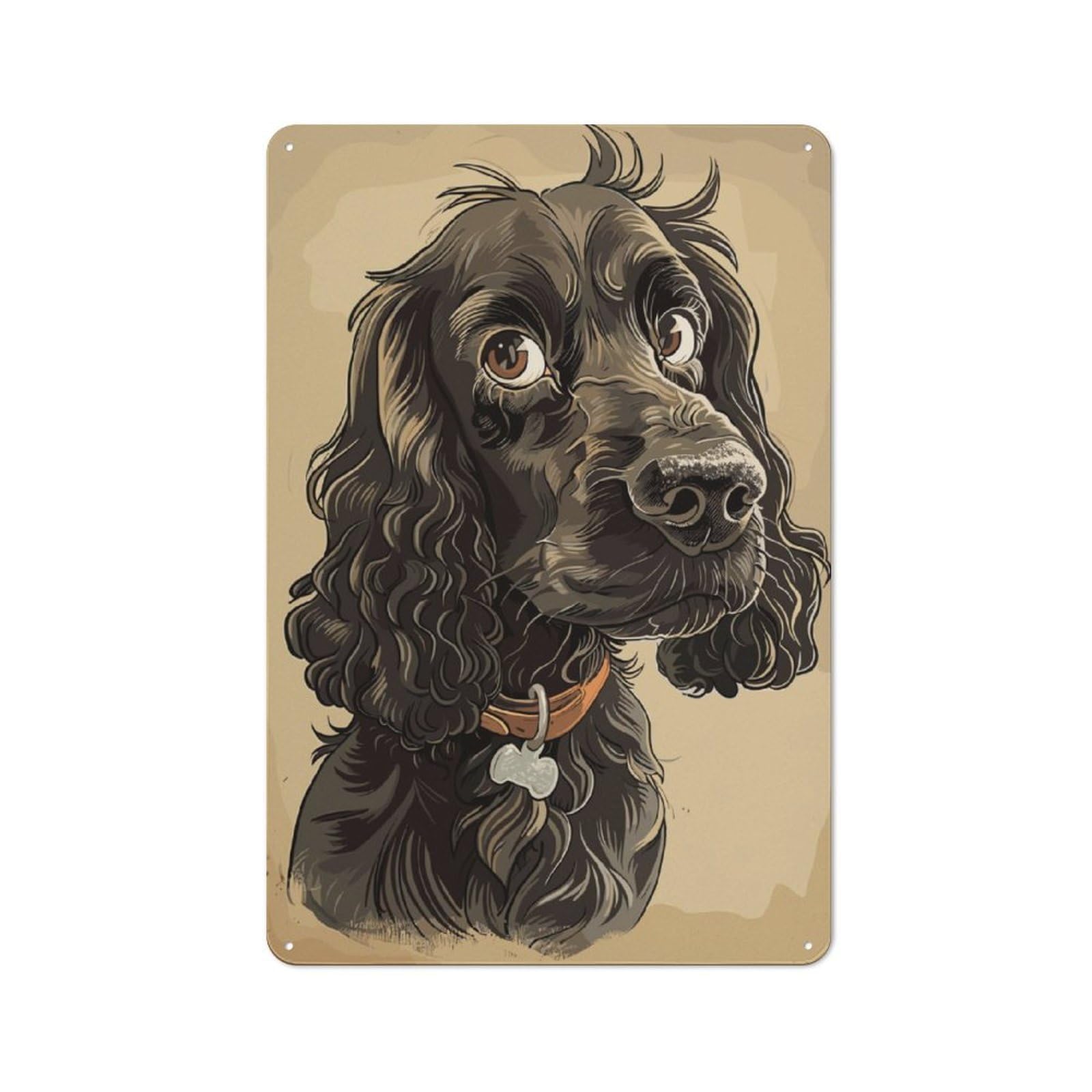 Junmoney Cocker Spaniel Caricature Vintage Tin Sign 30X20cm With For Kitchen Or Home Bar, For Metal Sign Collectors, For Kitchen And Home Bar Decor