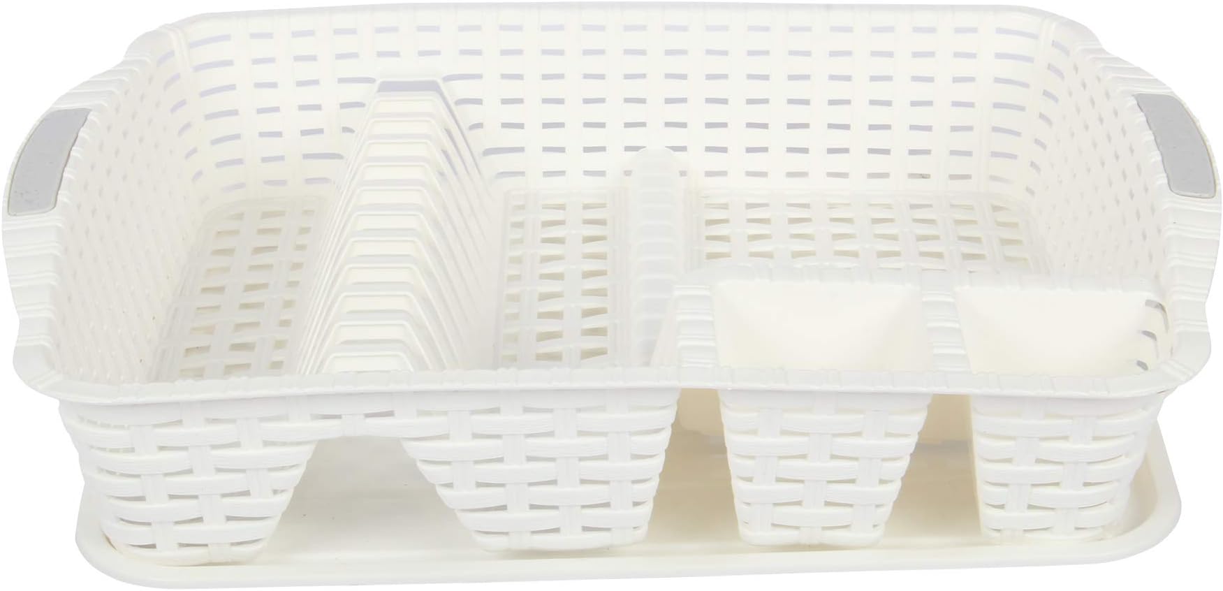 SAFRI White Large Plastic Dish Drainer Plate Drying Rack and Cutlery ...