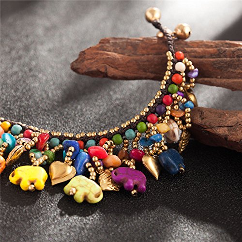 Image of kelistom Bohemian Ankle Bracelets for Women Handmade Natural Stone Beaded Chain Anklet