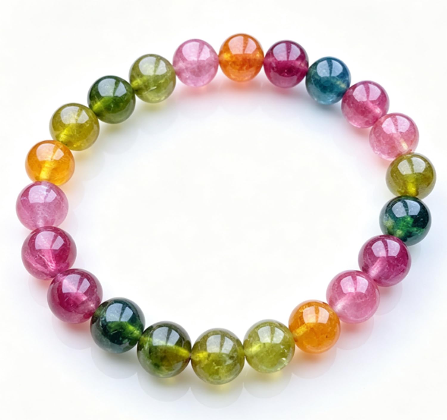 Braccialetti da donna colorati con perline di tormalina cristalli naturali | Braccialetti di cristallo energetico fatti a mano, regalo di gioielli da spiaggia estiva