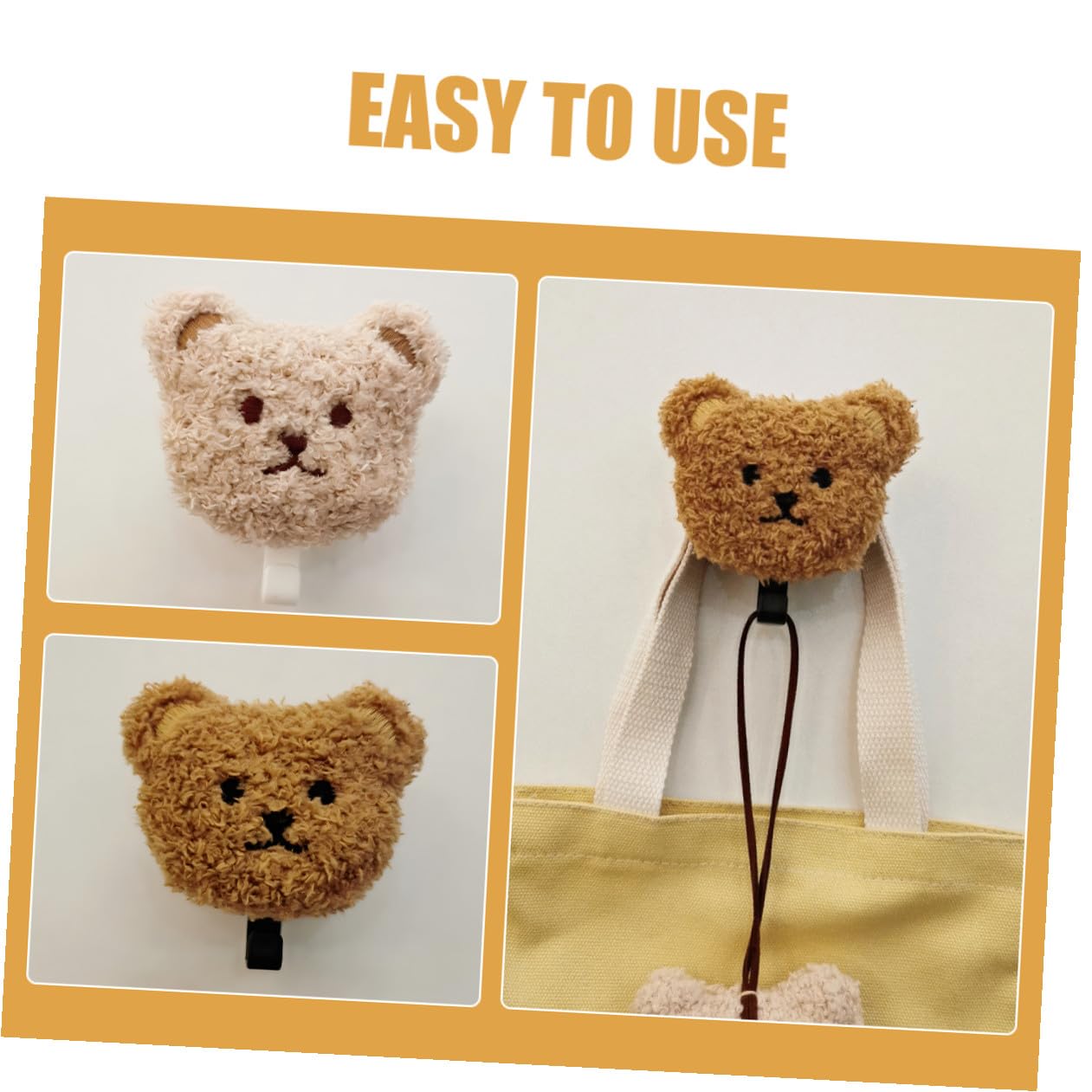BESPORTBLE Ganci Adesivi da Muro Orso in Peluche 2 Pezzi, Appendi Asciugamani e Accappatoi Leggeri e Facili da Usare per Bagno e Camera da Letto