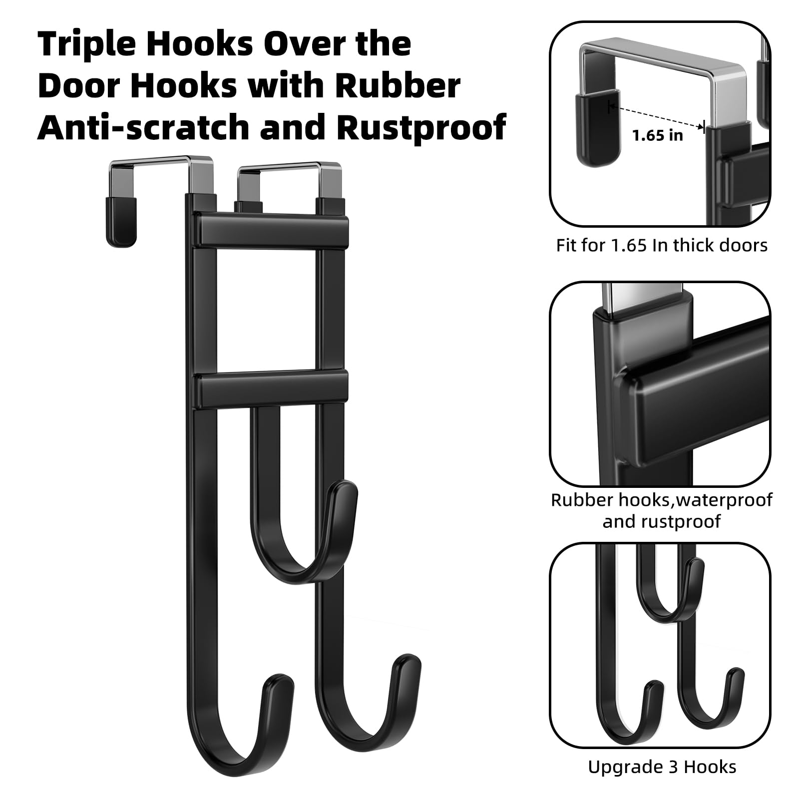 Over-the-Door Hooks - No Drill, 2 Pack -6 Over-the-Door Hooks - No Drill, 2 Pack -6