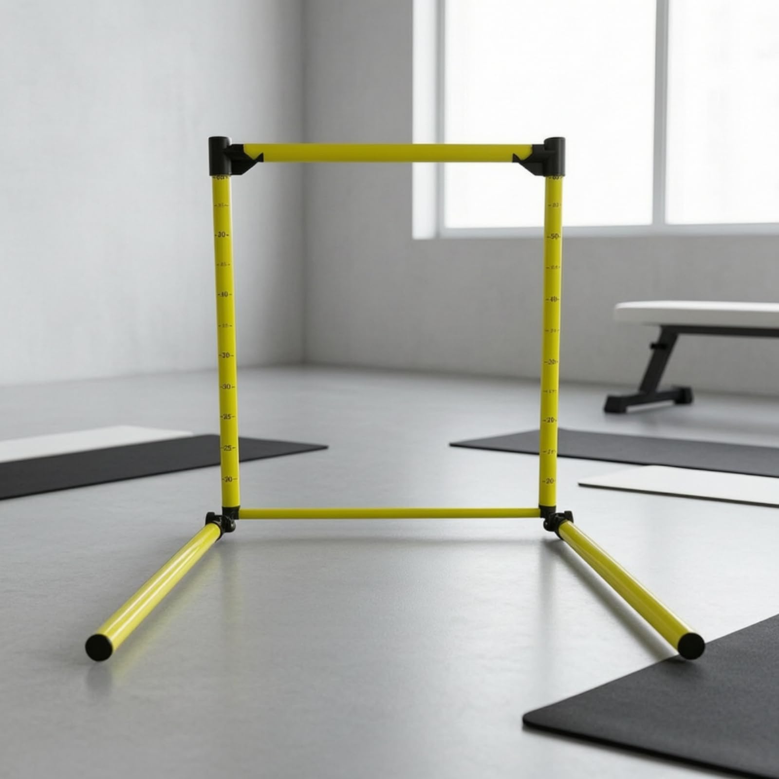Gralara Valla Regulable PVC Estable Valla Salto Ajustable Ligera Obstáculos Entrenamiento para Entrenadores, Colegios, Verde Fluorescente, 10CM-60CM Ajustable