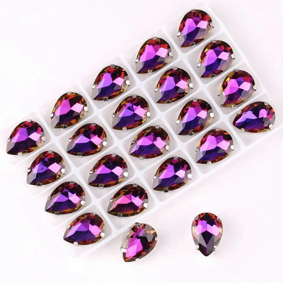 Luźne kryształki wodne AB RB ze szkła kryształowego do przyszywania na płasko, wielokolorowe, wiele rozmiarów(A13 Violet Rb,7x10mm 50pcs)