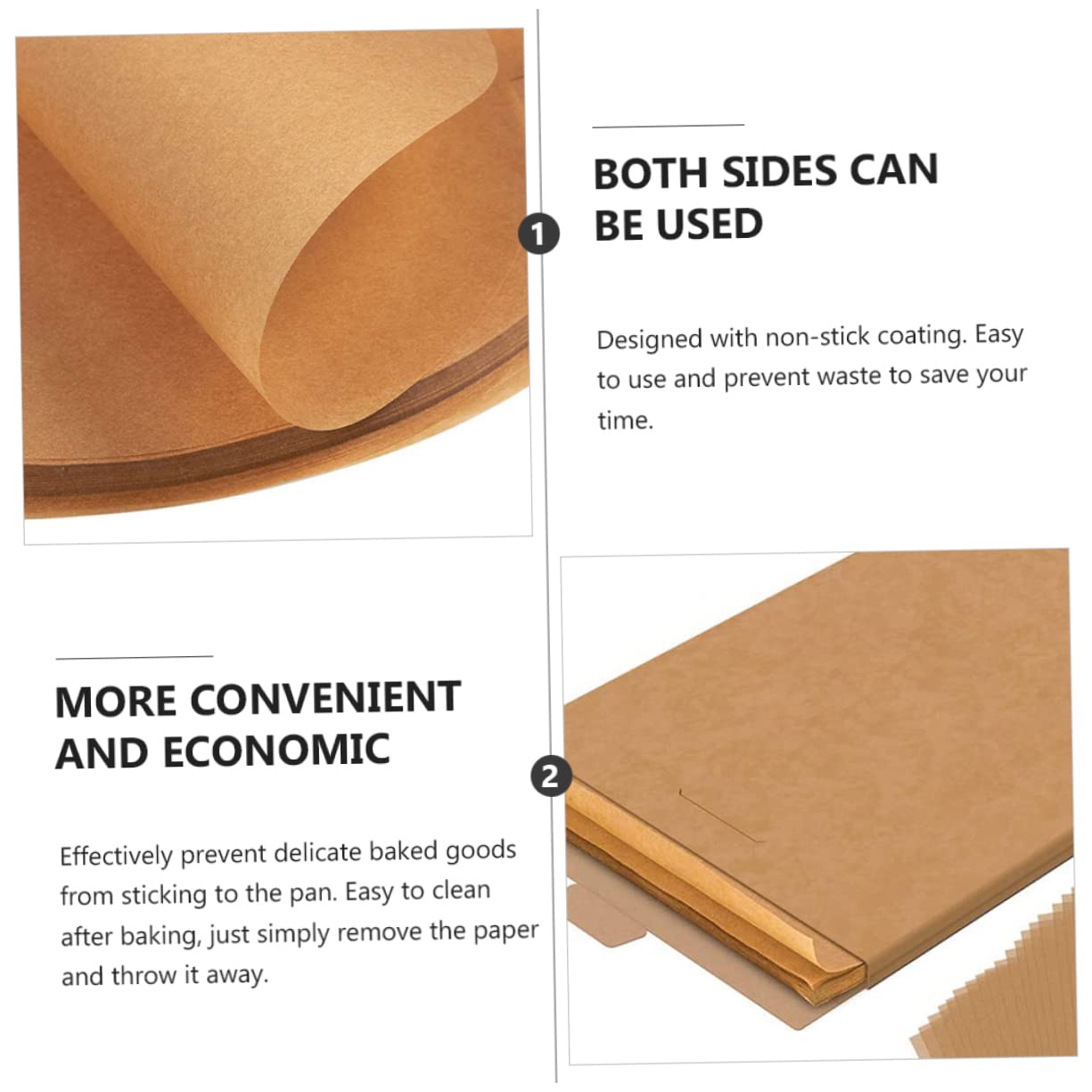 COLLBATH Lot de 200 Feuilles de Papier Sulfurisé Marron pour Pâtisserie, Résistant à Haute Température et Facile à Nettoyer, Cuisson de Desserts et Gâteaux
