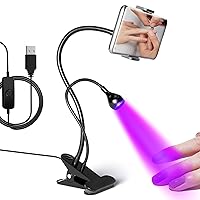 Vista 86 de AORAEM Lámpara LED UV para uñas: lámpara U V de cuello de cisne de doble cabeza para uñas de gel, luz LED de curación flash con 6 lupas para el Negro