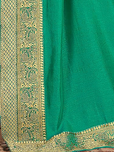 Image of AKHILAM Women's Vichitra Silk Embellished Solid Saree With Unstitched Blouse Piece (SHRINGR11001 5D Parent)