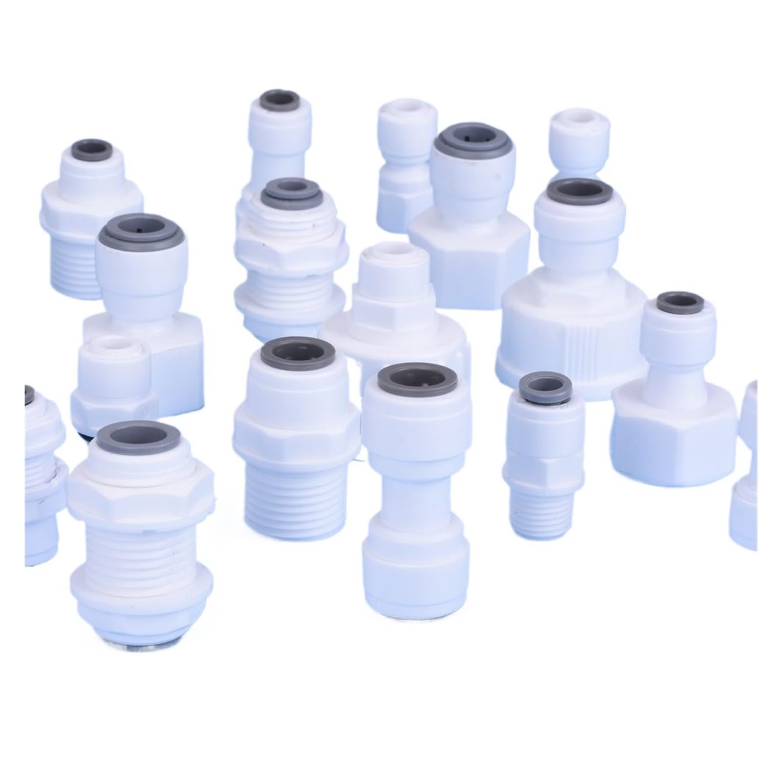 Accesorio de agua recto y rápido, manguera de 1/4", conector de acoplamiento con rosca macho-hembra de 3/8", filtro de agua, piezas de ósmosis inversa(JSQMK006,50 pcs)