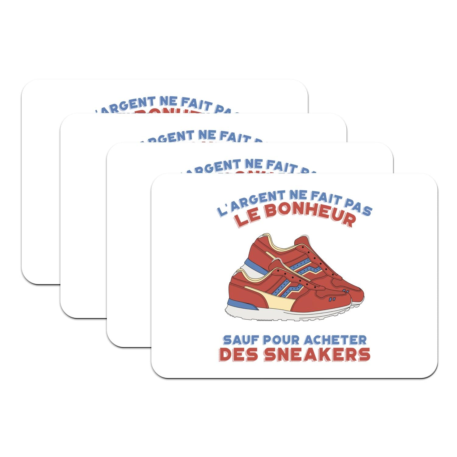 Sets de table sneakers lot de 4 grands dessous en caoutchouc blanc tendance streetwear