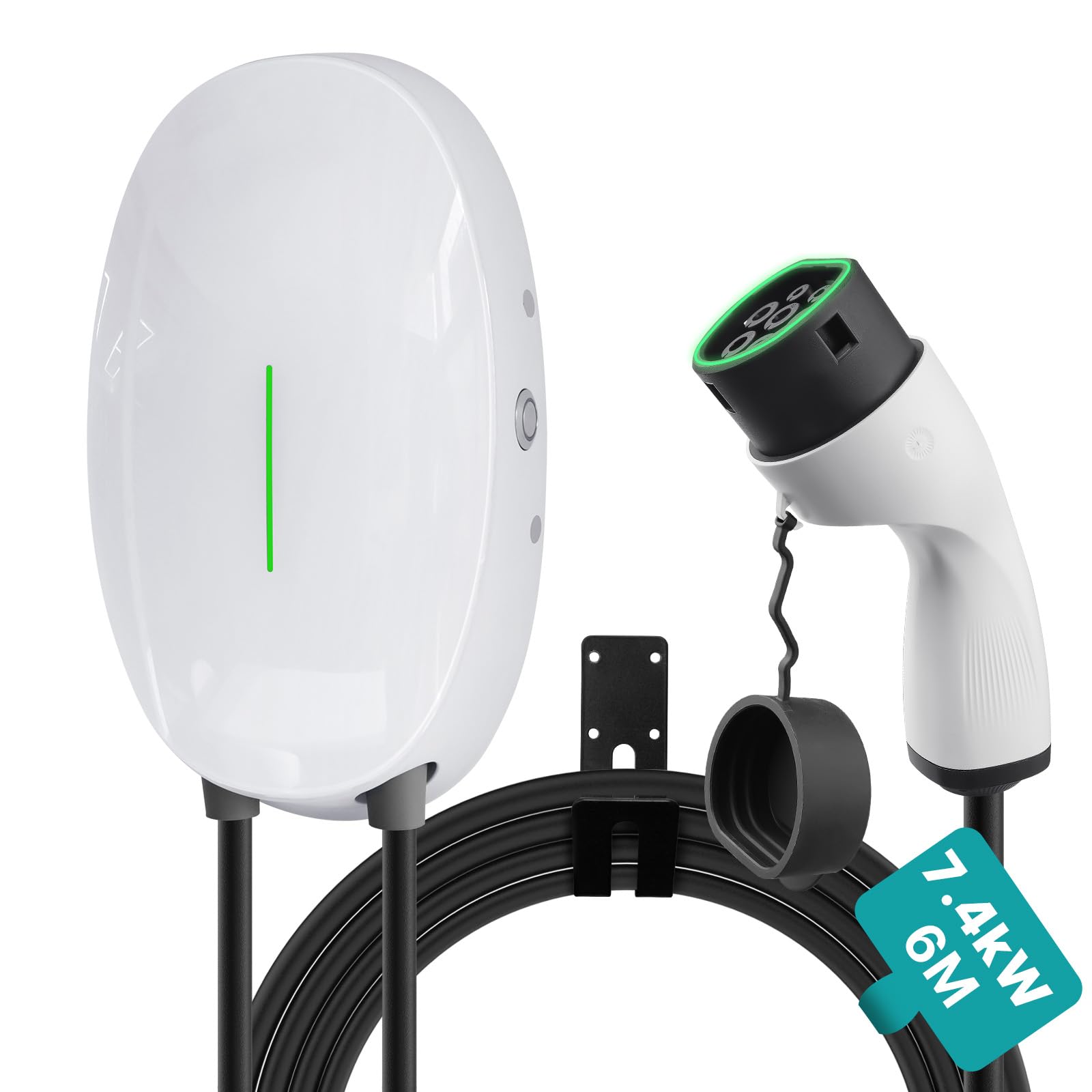 Teskee EV Charger Type 2 Wallbox Home Smart EV Car Charging Station for All Electric Vehicles & Plug-in Hybrid Cars Outdoors and Indoors Use | Max 7.2kW 32A 6 Meters 1-Phase