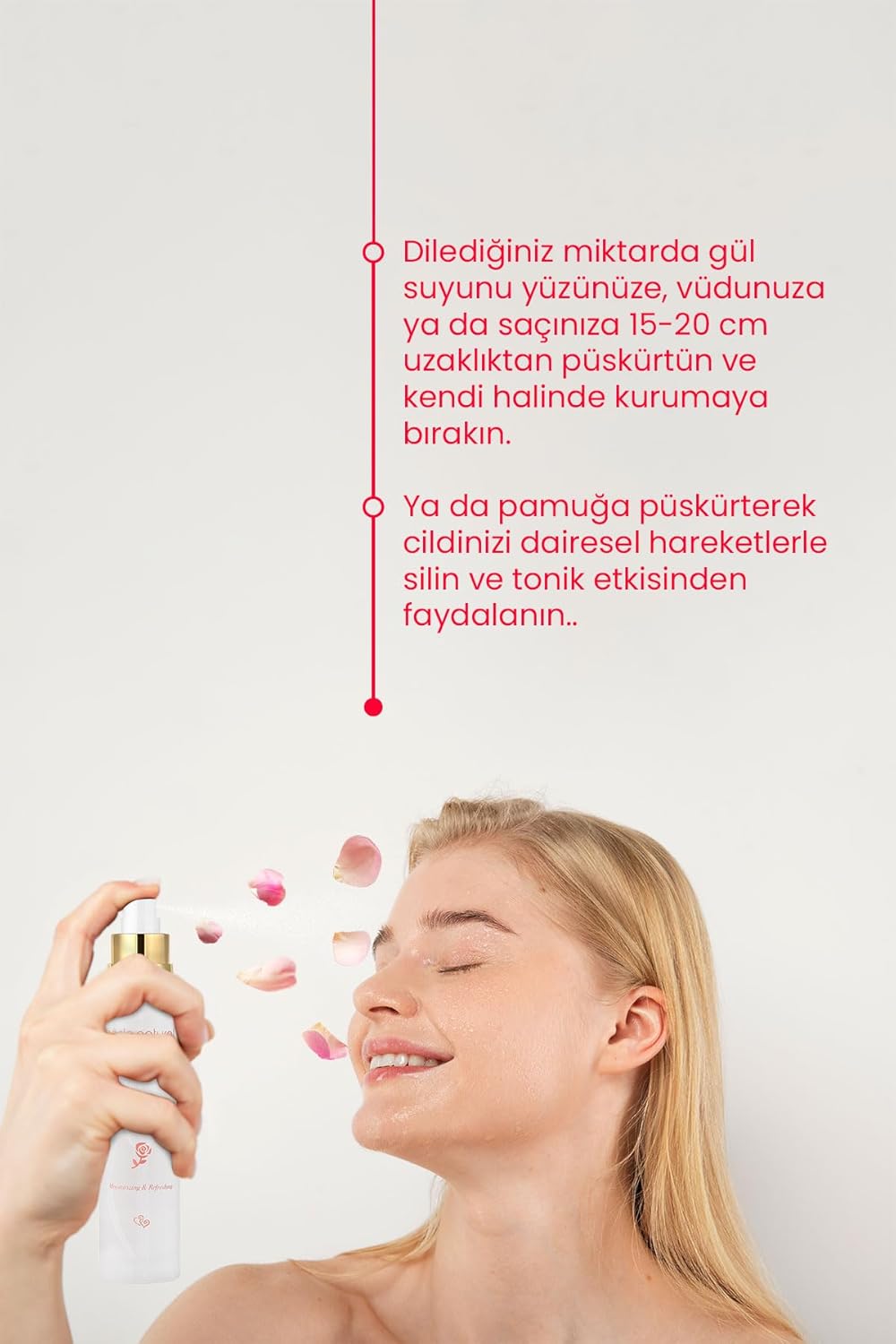 Bade Natural 100% Pure Rose Water Toner – Pore Tightening & Brightening Facial Mist – Hydrating & Refreshing Skin Tonic for All Skin Types – Alcohol-Free, Vegan – 3.4 fl oz - Image 4