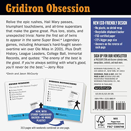 image for Workman Publishing Company Year of Football Trivia! Page-A-Day Calenda