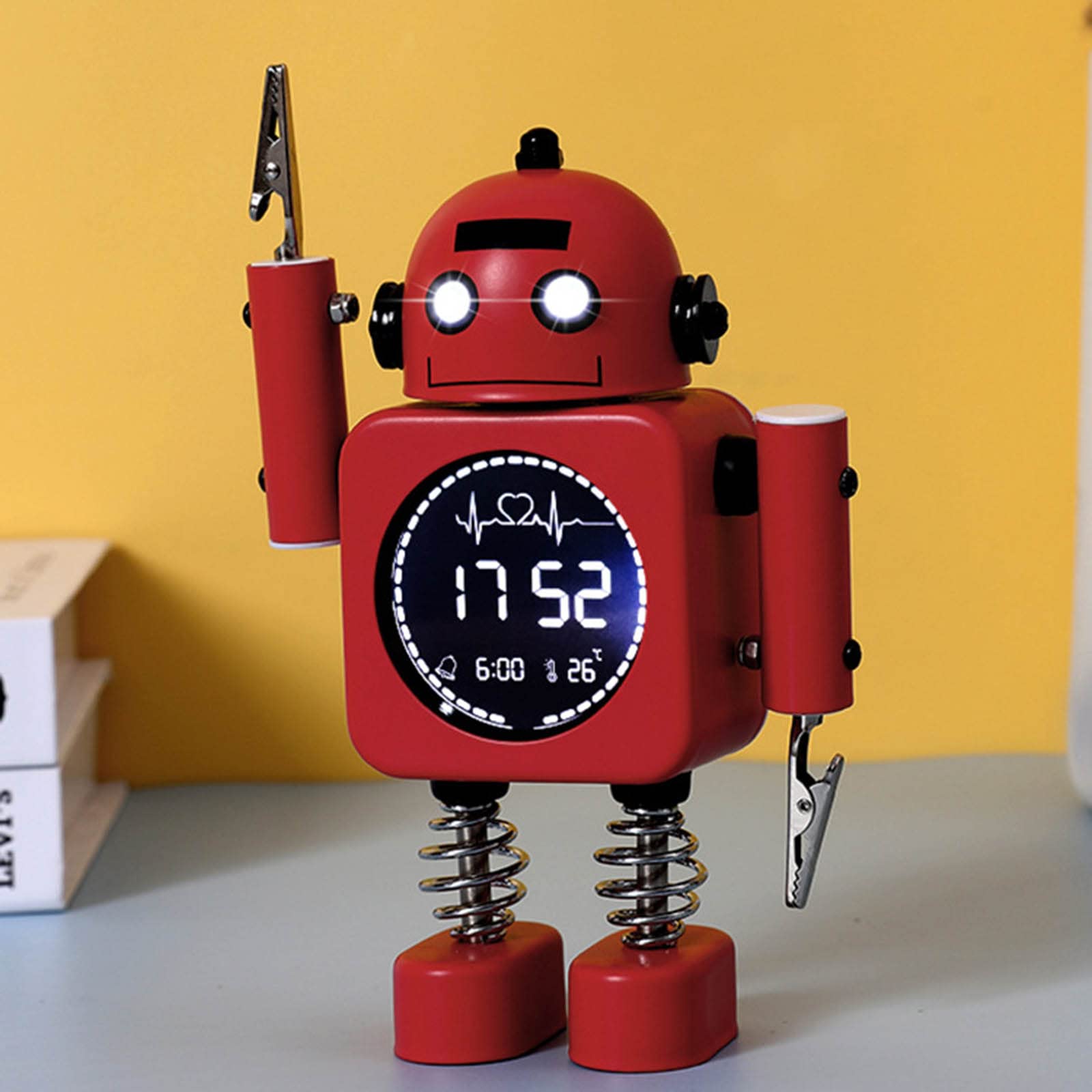 Robot - Reloj despertador digital inteligente con modo de repetición, visualización de temperatura, para niñas y niños, despertar dormitorio, para decoración de niños, reloj despertador robot para
