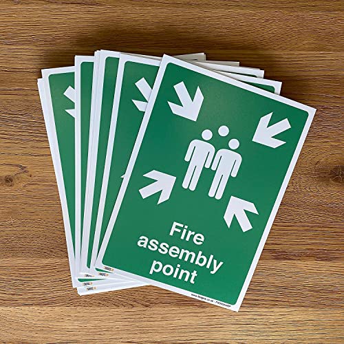 Set of 2 Fire assembly point Sign - 1mm Rigid Plastic Sign - Fire Action Safety - Mandatory Safety Signage (Pack of 2 - A4-297 x 210mm) - Image 2