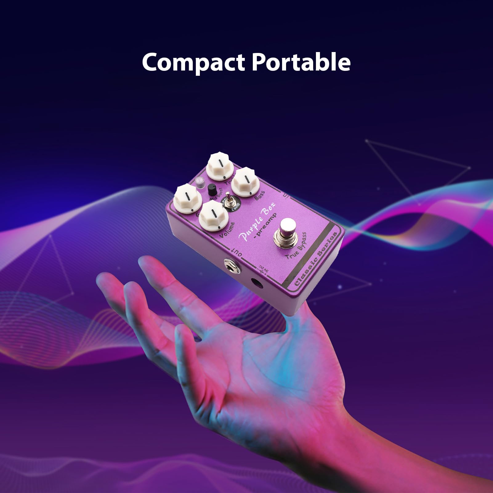 Btuty Pedale Effetti per Chitarra Purple Box, Compressore Boost Preamplificatore Overdrive con Boost Pulito da 30 DB Ed Equalizzatore a Doppia Banda, per Chitarristi Elettrici