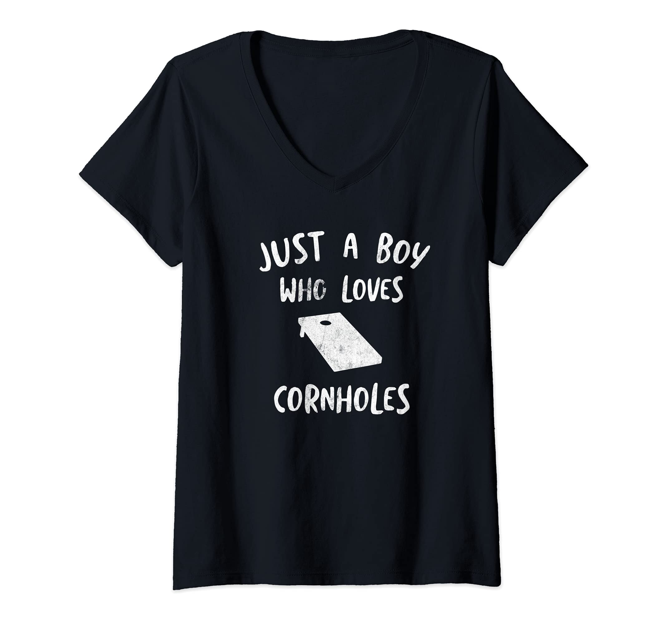 Womens Cornhole Just A Boy Men's Vintage Team Tournament V-Neck T-Shirt