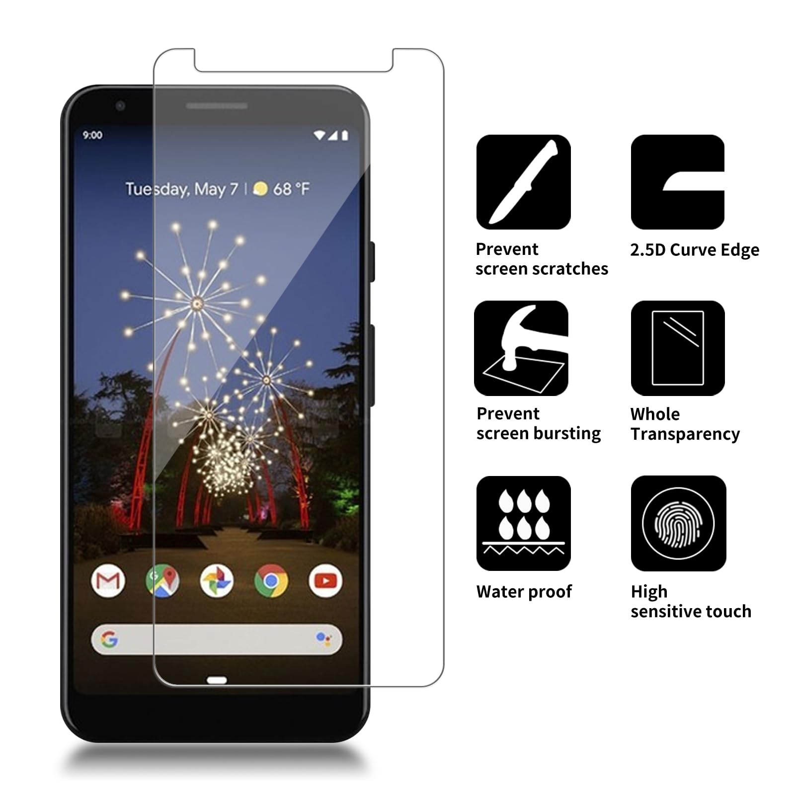 4 Pack Glass Screen Protector Compatible for Google Pixel 3a XL [9H Hardness]-HD Screen Tempered Glass, Scratch Resistant, Easy Install [Case Friendly] [Bubble Free]