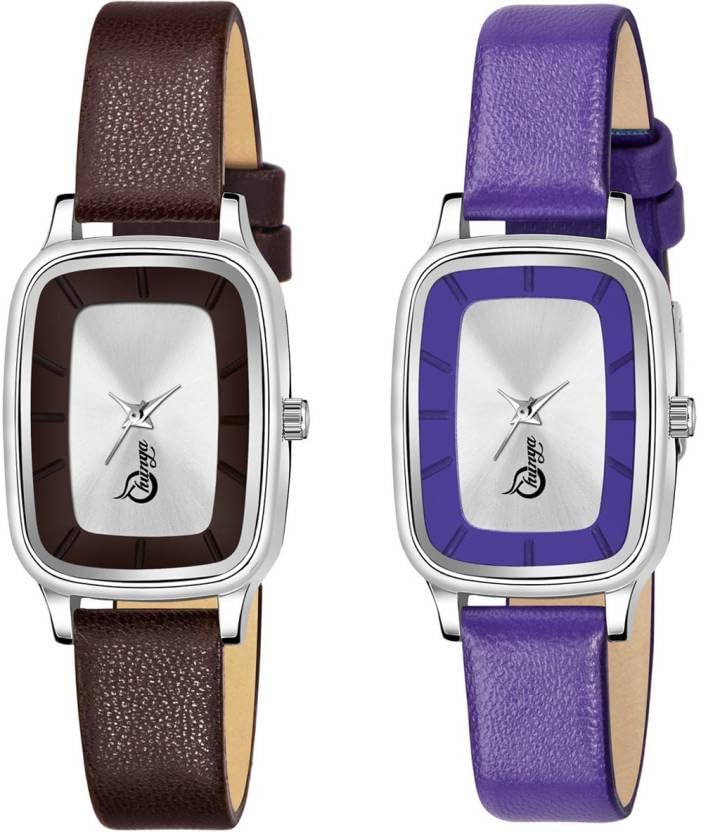 SATNAM ART Womens Metal Bezel Claspy Buckle Metal Case Analogue Watch-Pack of 2 (S-C-1020_Brown-Purple) (B0CCLB43KC) Amazon Price History, Amazon Price Tracker