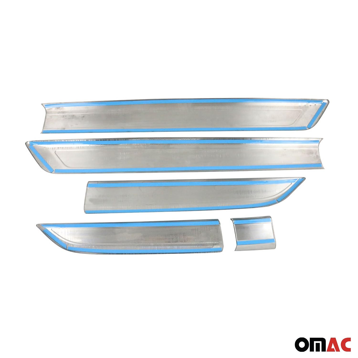 OMAC Seitentürleiste Türschutzleiste Compatible con Ford Transit Custom 2013-2024 Acero INOX 5X